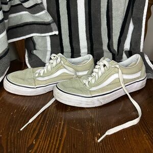 Vans Old Skool Suede Canvas Skate Shoes Dessert Sage Womans Size 7 Mens 5.5
